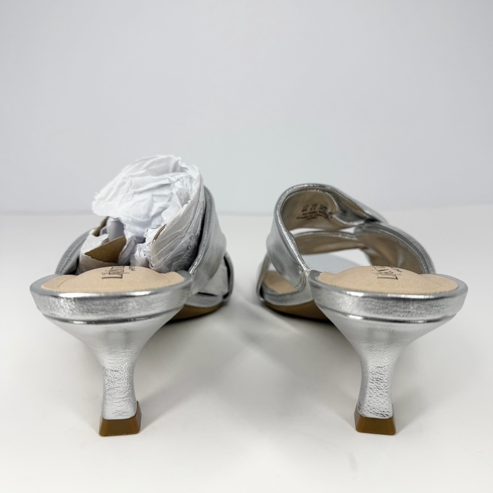 LifeStride Nori Slide Kitten Heel Sandals Silver Faux Leather Size 8M - Picture 5 of 14